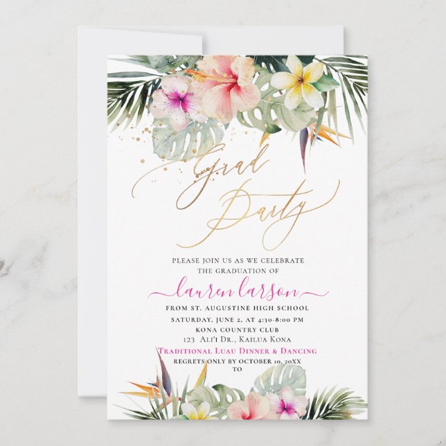 ArtsApp Tropical Paradise Graduation Party Invitation (Front)