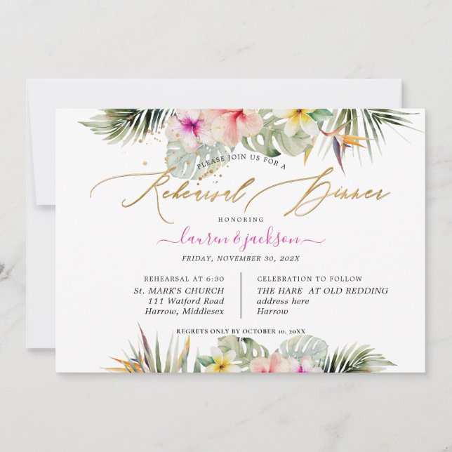 ArtsApp Tropical Paradise Rehearsal Dinner Invitation (Front)
