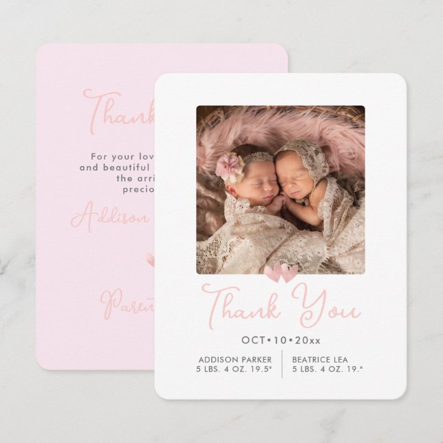 ArtsApp Twins Shower Thank You+Birth Announcement (Front/Back)