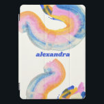 Artsy Abstract Blue and Yellow Watercolor Name   iPad Pro Cover<br><div class="desc">Personalised Artsy Abstract Blue and Yellow Watercolor Name iPad Case</div>