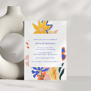 Artsy Abstract Floral Unique Colourful Wedding Invitation