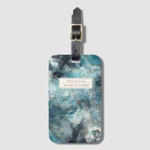 Artsy Abstract Ink Gold Glitter Name and Subject Luggage Tag