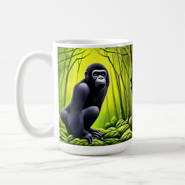 Artsy Abstract Jungle Gorilla Coffee Mug (Left)