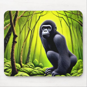 Artsy Abstract Jungle Gorilla Mouse Mat