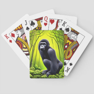 Artsy Abstract Jungle Gorilla Playing Cards