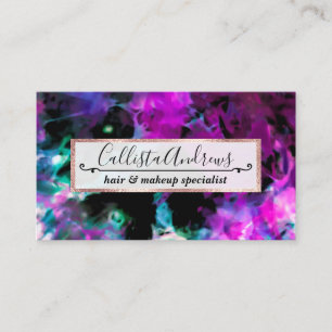 Artsy Abstract Modern Black Purple Tie Dye Business Card