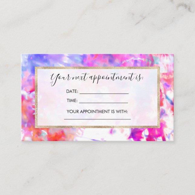 Artsy Abstract Summer Pink Purple Orange Tie Dye Appointment Card (Front)
