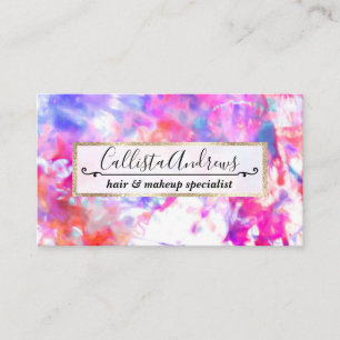 Artsy Abstract Summer Pink Purple Orange Tie Dye Business Card