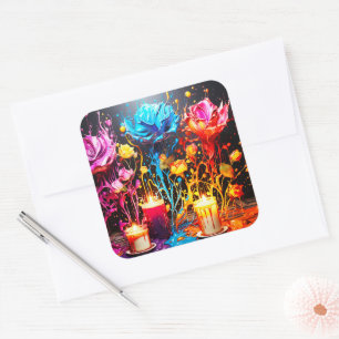 Artsy Ai Flowers Square Sticker