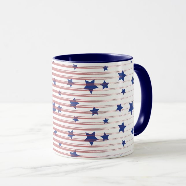 Artsy American Flag Art Stars and Stripes Chic Mug (Front Right)