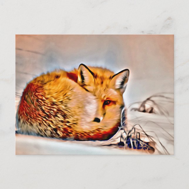 *~* Artsy Animal Red Fox Ap18 Artistic Wildlife  Postcard (Front)