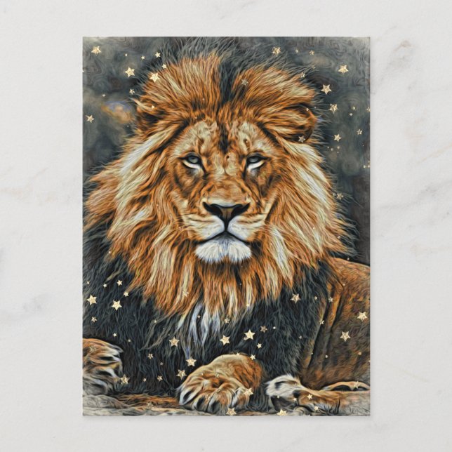 *~* Artsy AP23 Artistic Celestial  BOLD LION Postcard (Front)