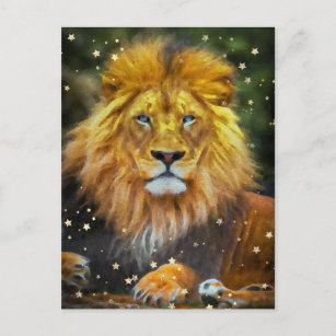 *~* Artsy AP23 Artistic Celestial  Watercolor LION Postcard