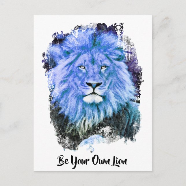 *~* Artsy AP23 Artistic Painting BLUE LION Postcard (Front)