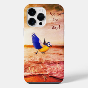 Artsy Beach Scene  Bird Sea  iPhone 14 Pro Max Case