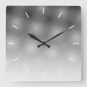 Artsy Black and White Moiré Pattern Button Square Wall Clock