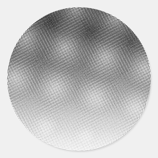 Artsy Black and White Moiré Pattern Classic Round Sticker (Front)