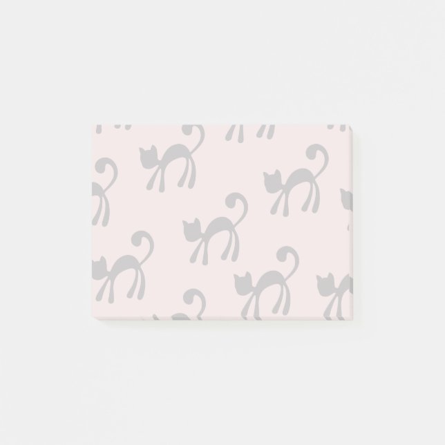 Artsy Black Cats on Pink Post-it Notes (Front)