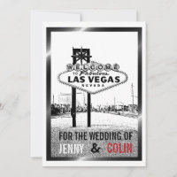 Artsy Black White Red Las Vegas Wedding Invitation