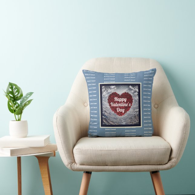 Artsy blue purple white custom name Valentine Thro Cushion (Chair)