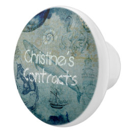 Artsy blue sand green colour coastal custom ceramic knob