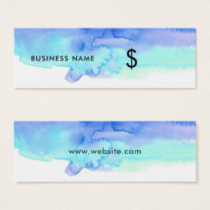 Artsy Blue Watercolor Splash White Price Tag