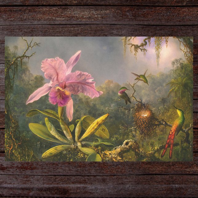 Artsy Brazilian Cattelya Orchid and 3 Hummingbirds Tissue Paper (Creator Uploaded)