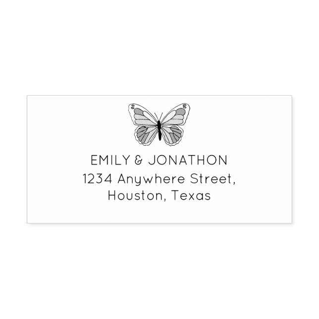 Artsy Butterfly Return Name Address Wedding Rubber Stamp (Imprint)