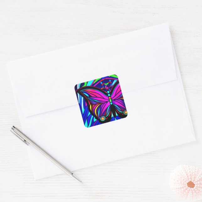 Artsy Butterfly Square Sticker (Envelope)