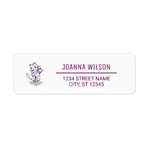 Artsy Cat Elegant Minimalist Modern Return Address