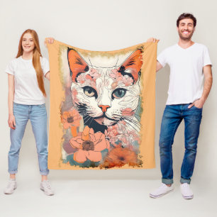 Artsy Cat Fleece Blanket
