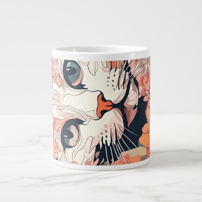 Artsy Cat Large Coffee Mug (Front)