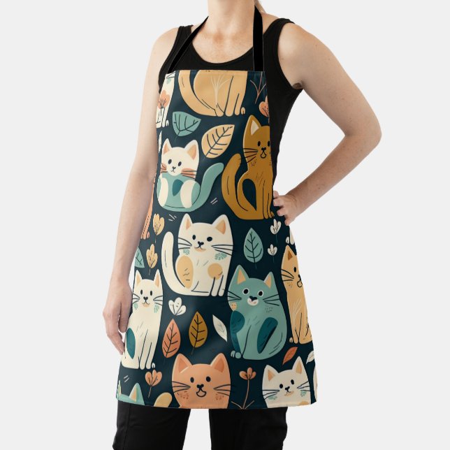 Artsy Cat Pattern Cute Apron (Insitu)