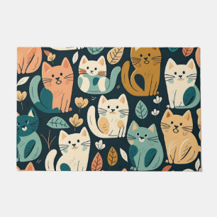 Artsy Cat Pattern Cute Doormat