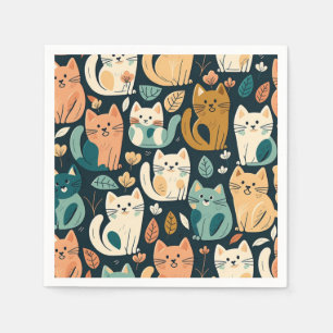 Artsy Cat Pattern Cute Napkin