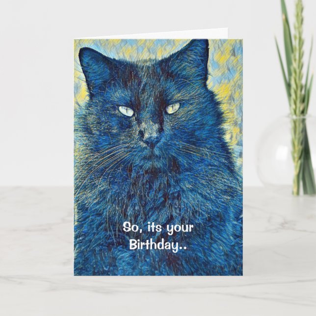 Artsy Cat Pun Birthday Greetings Card (Front)