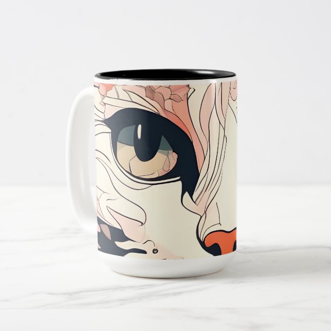 Artsy Cat Two-Tone Coffee Mug (Front Left)