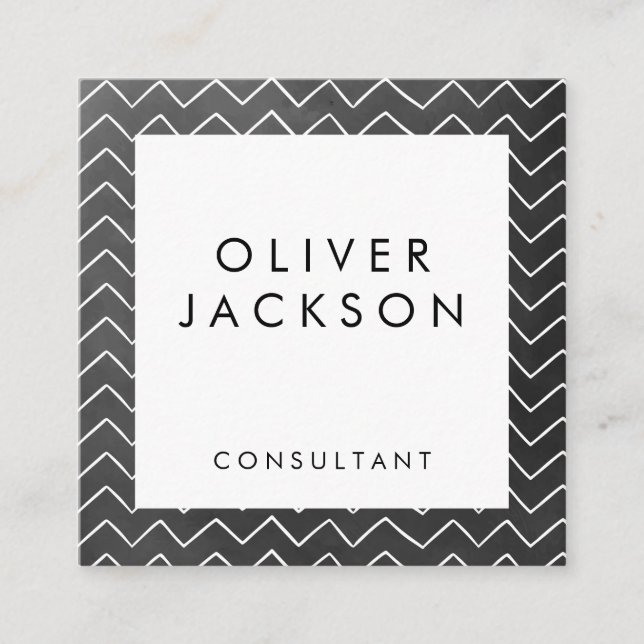Artsy Chevron Pattern Square Business Card (Front)