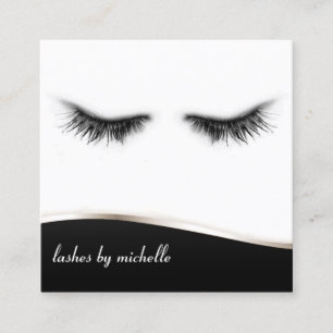 Artsy Chic Black & White Eyelashes Designer Square Business Card