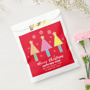 Artsy Christmas Trees Name Cool Red Holiday  Favour Bags