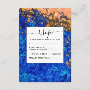 Artsy Cobalt Blue Golden Yellow Acrylic Painting Enclosure Card