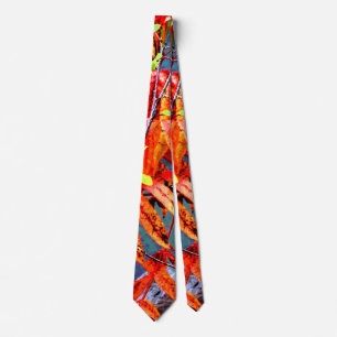 Artsy Colourful Bright Sumac Leaves Abstract Art Tie