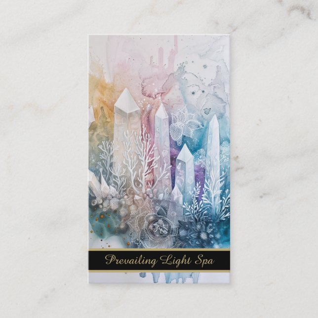 *~* Artsy Crystals AP90 Gold Rainbow QR Drip Business Card (Front)