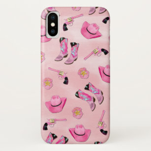 Artsy Cute Girly Pink Teal Cowgirl Watercolor Case-Mate iPhone Case