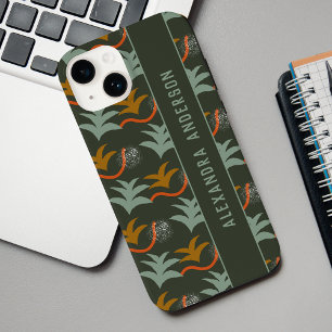 Artsy Dark Green Personalised Abstract Art Pattern Case-Mate iPhone 14 Case