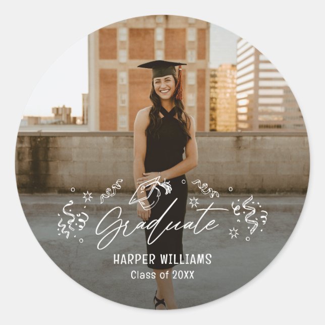 Artsy Doodles Graduation Stickers Envelope Seals (Front)