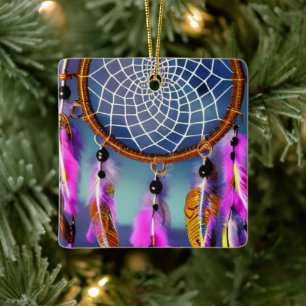 Artsy Dream Catcher Ceramic Ornament