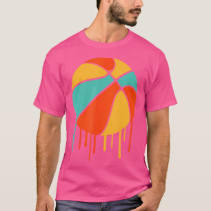 Artsy Dripping Paint Basketball Retro Athlete Grap T-Shirt
