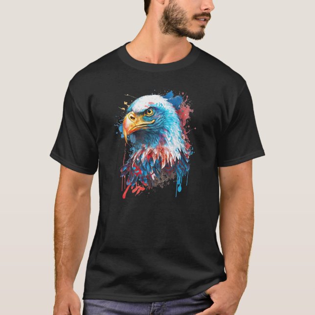 Artsy Eagle - Red White and Blue 4th of July Patri T-Shirt (Front)