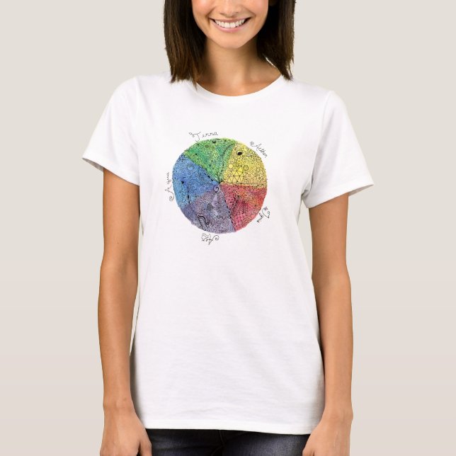 Artsy Earth Elements Hand Illustrated Pen Art T-Shirt (Front)